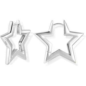 925 Sterling Silver Earrings Star Geometric Rhombus Silver Hoop Earrings Silver